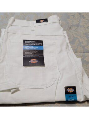 Dickies Pants Mens 34x30 White Painter Carpenter Workwear Utility Canvas - New